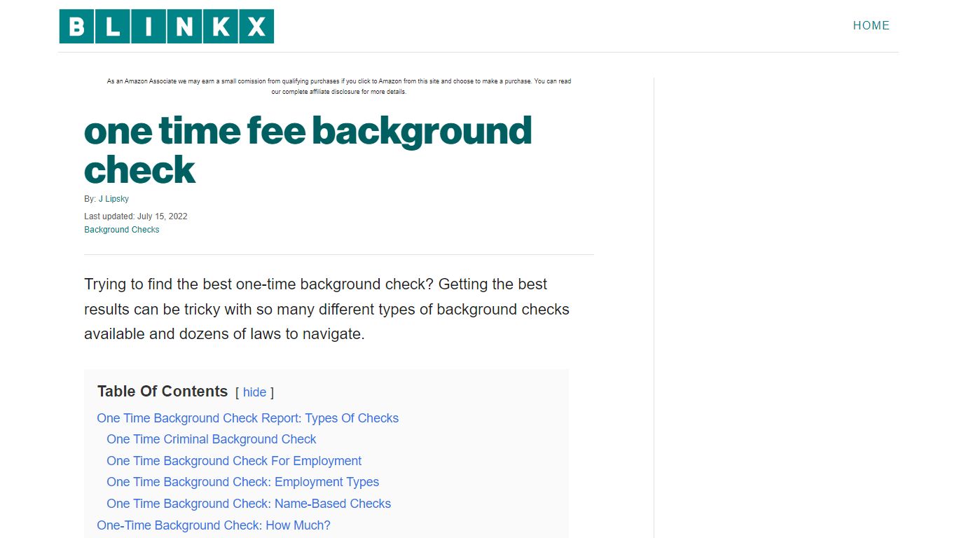 one time fee background check - Blinkx
